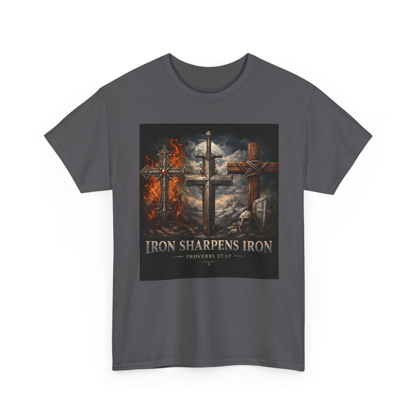 Iron Sharpens Iron T-Shirt — Christian Cross Faith Tee