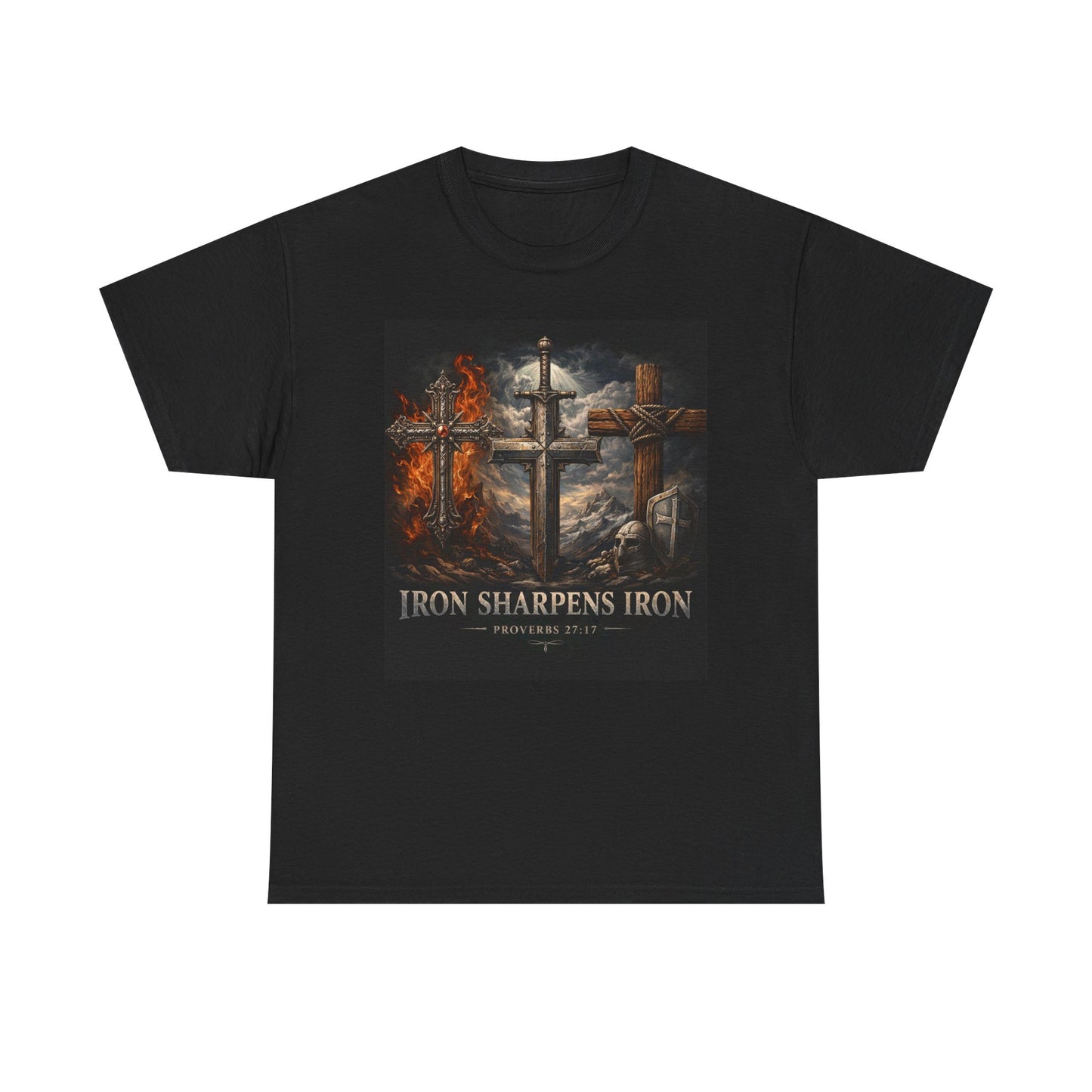 Iron Sharpens Iron T-Shirt — Christian Cross Faith Tee