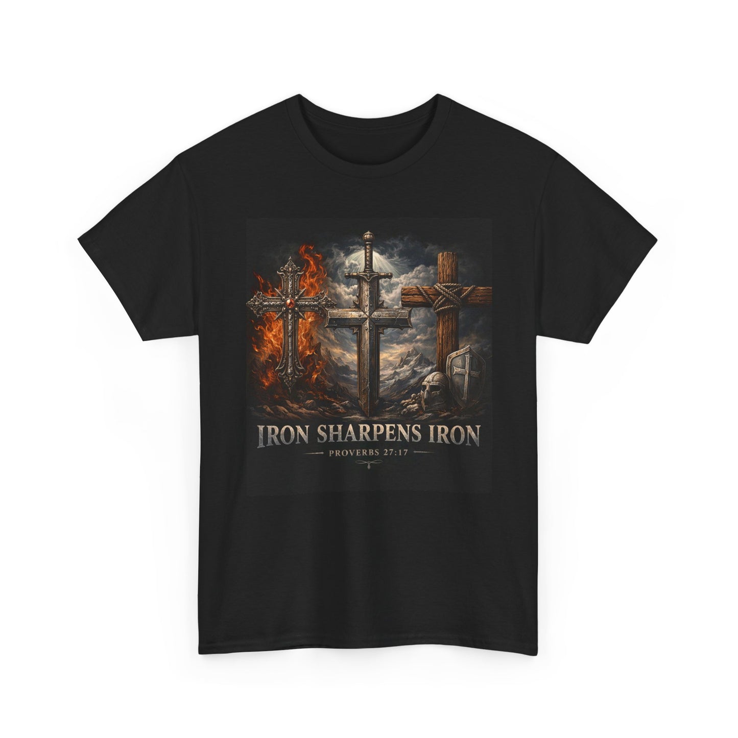 Iron Sharpens Iron T-Shirt — Christian Cross Faith Tee