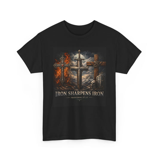Iron Sharpens Iron T-Shirt — Christian Cross Faith Tee
