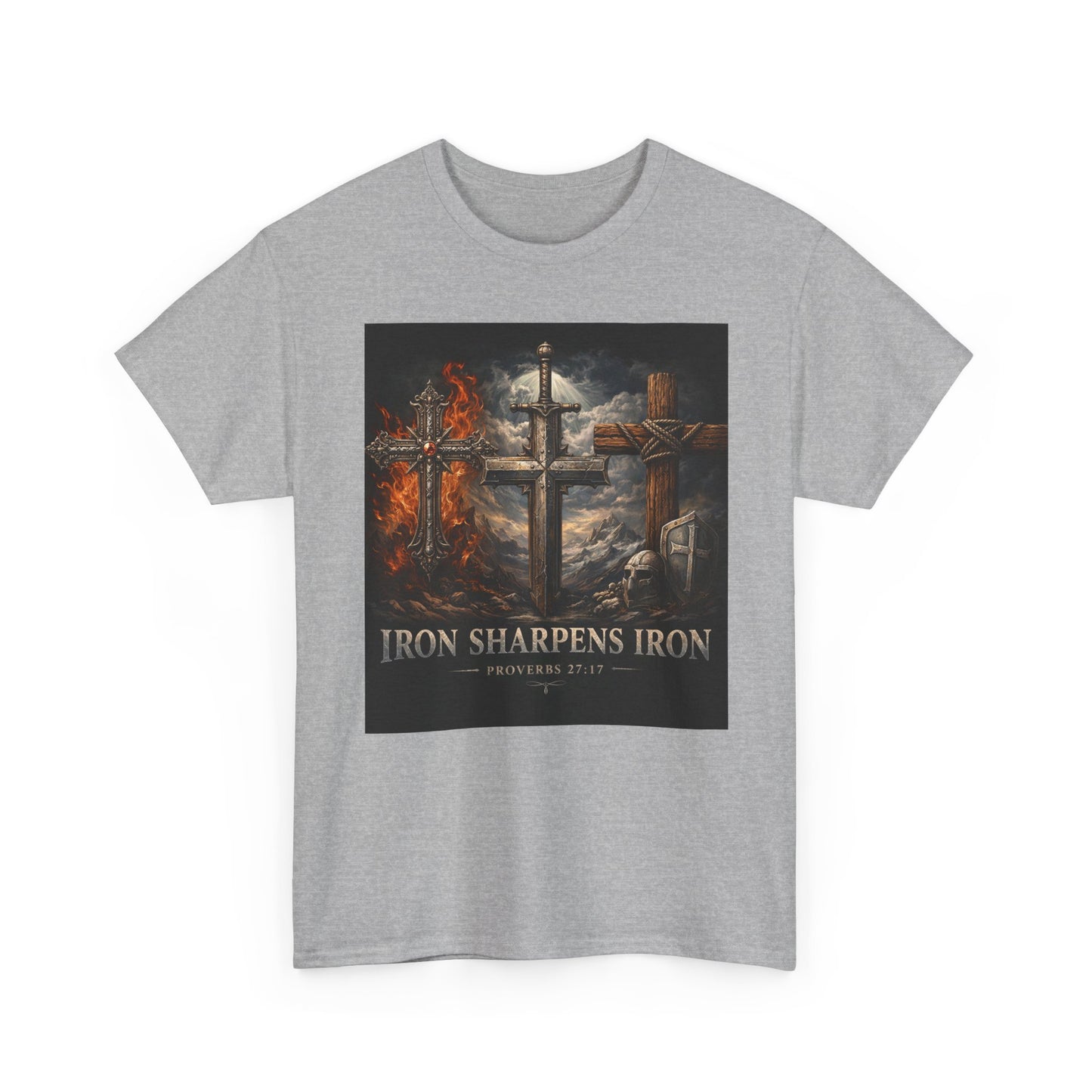 Iron Sharpens Iron T-Shirt — Christian Cross Faith Tee