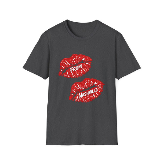 From Nashville Kiss T-Shirt — Red Lip Print Souvenir Tee
