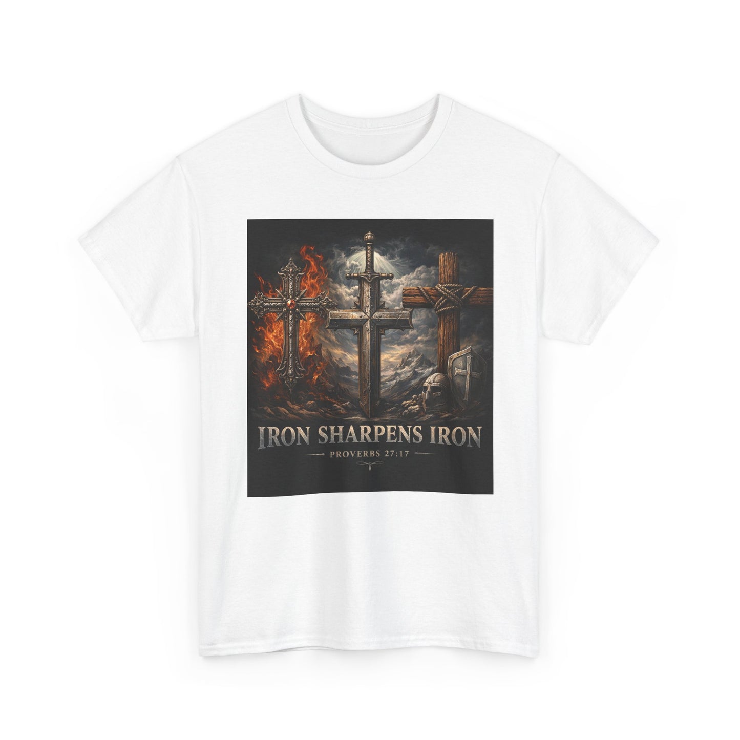 Iron Sharpens Iron T-Shirt — Christian Cross Faith Tee