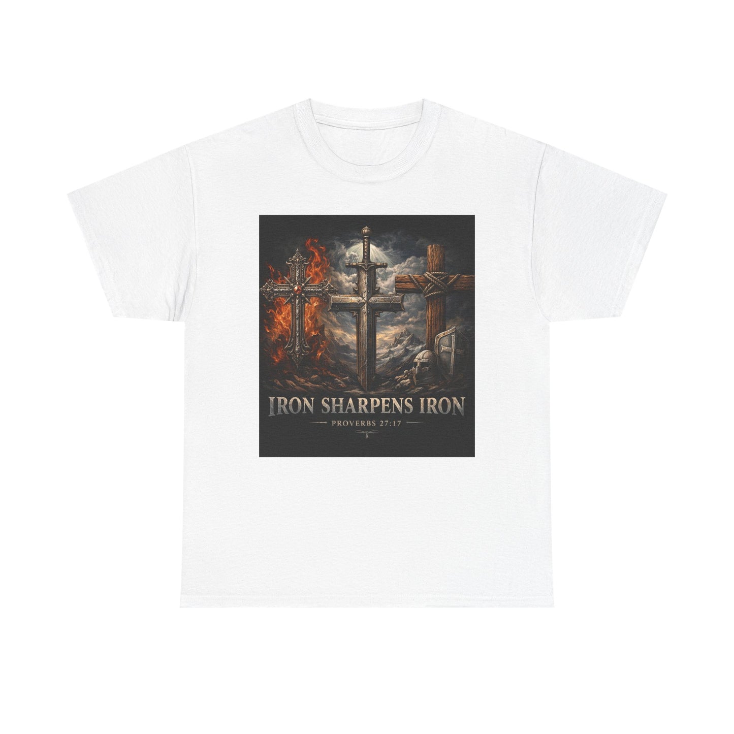 Iron Sharpens Iron T-Shirt — Christian Cross Faith Tee