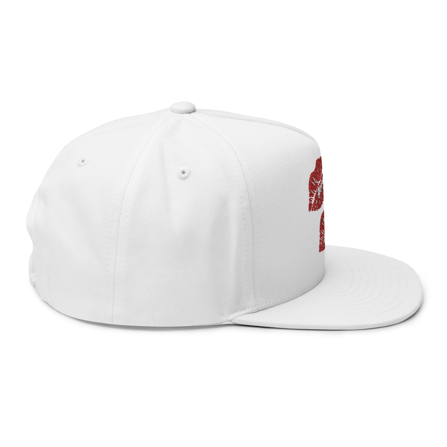 Embroidered Kiss Snapback Cap — 'From Nashville' Red Lip Print