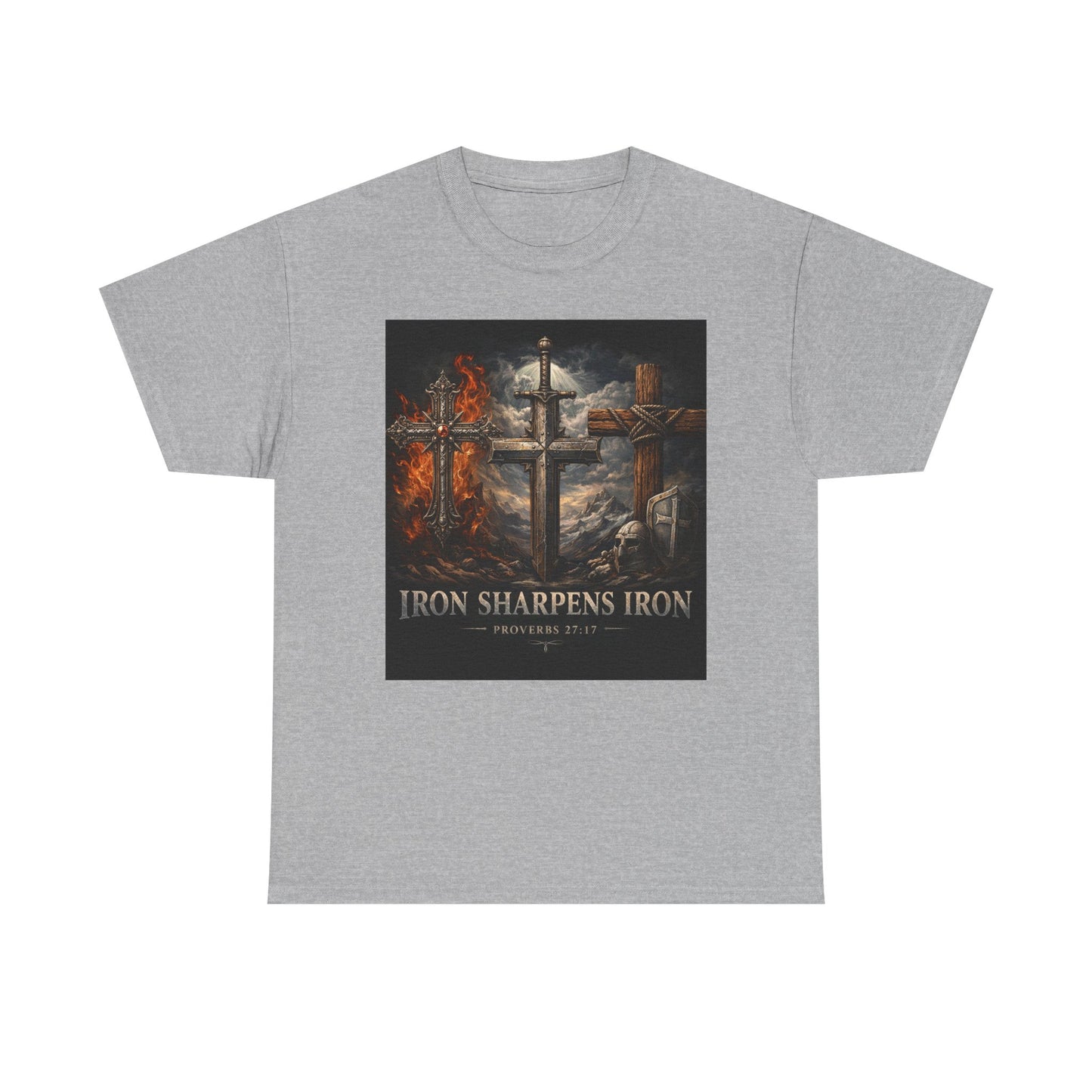 Iron Sharpens Iron T-Shirt — Christian Cross Faith Tee